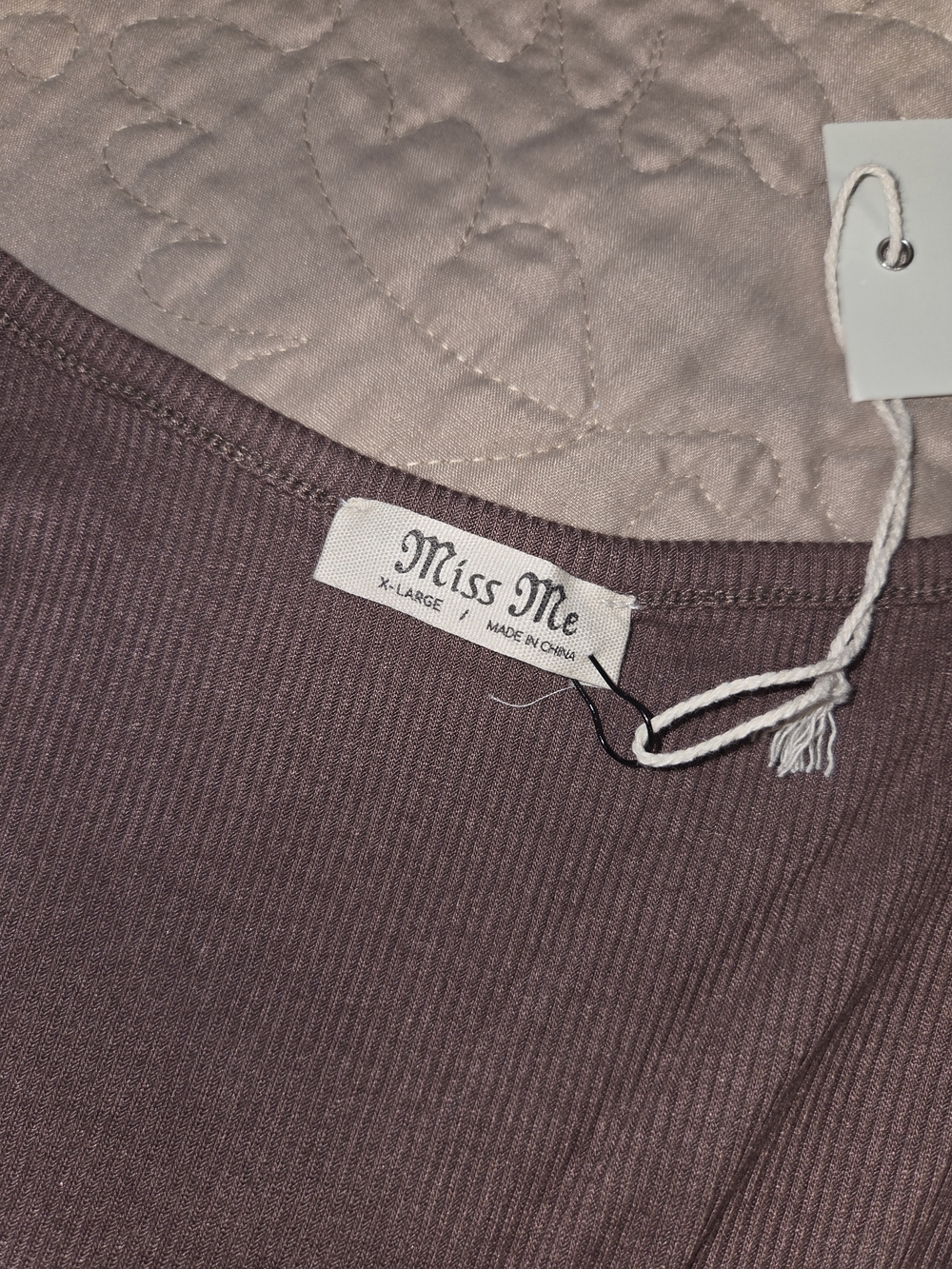 Miss Me Dusty Mauve Ribbed Crew Neck Top